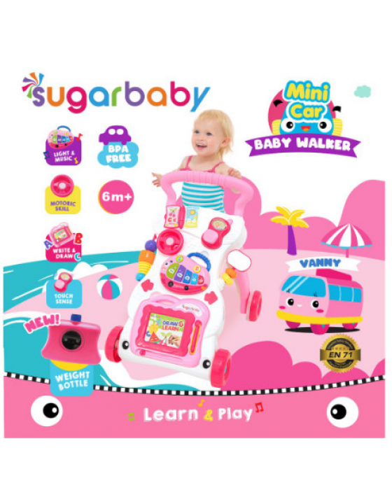 SUGAR BABY MINI CAR BABY WALKER - PINK