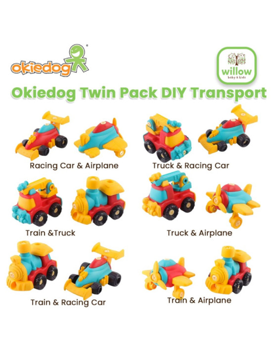 Okiedog Twin Pack Diy Transport Simulasi Mobil truck Mainan Anak