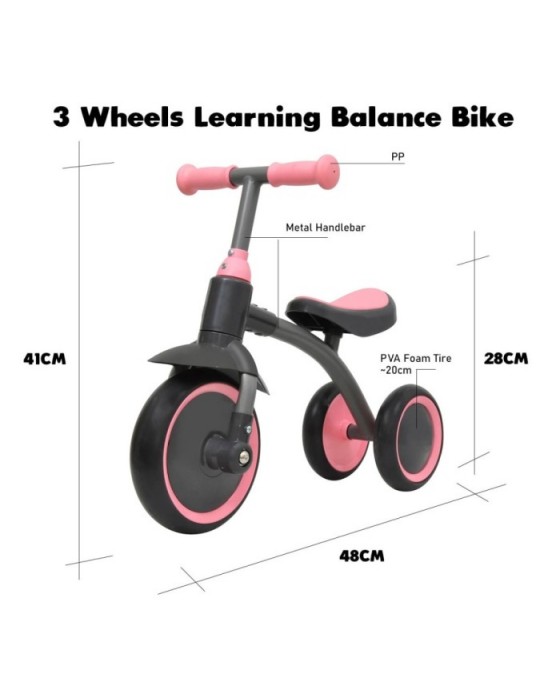 GROWTH GW-002LB3 (PINK) 3 WHEELS LEARNING BALANCE BIKE