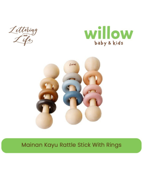 Lettering and Life Mainan Kayu Rattle Stick With Rings Mainan Anak