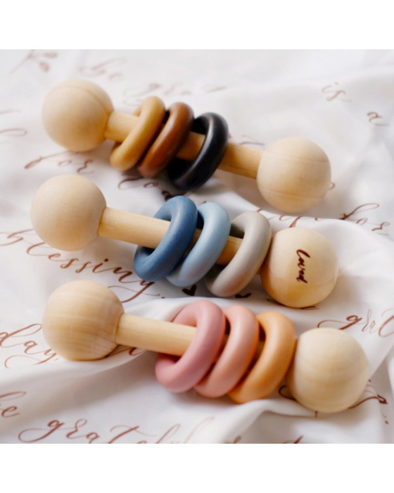 Lettering and Life Mainan Kayu Rattle Stick With Rings Mainan Anak