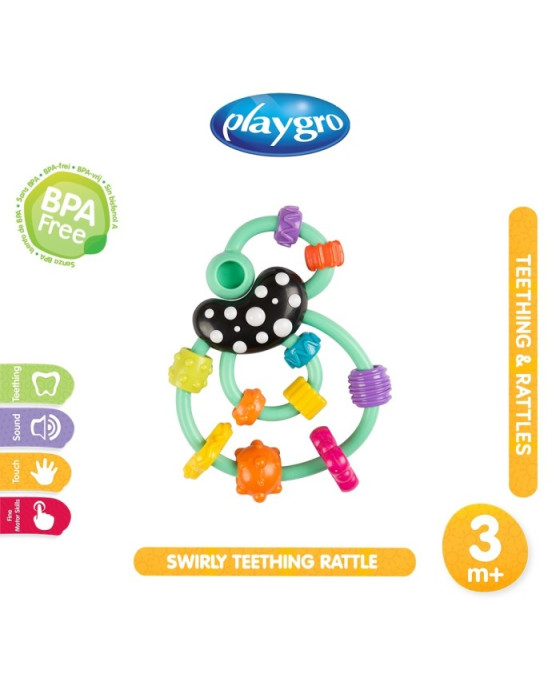 PLAYGRO 124838 SWIRLY TEETHING RATTLE