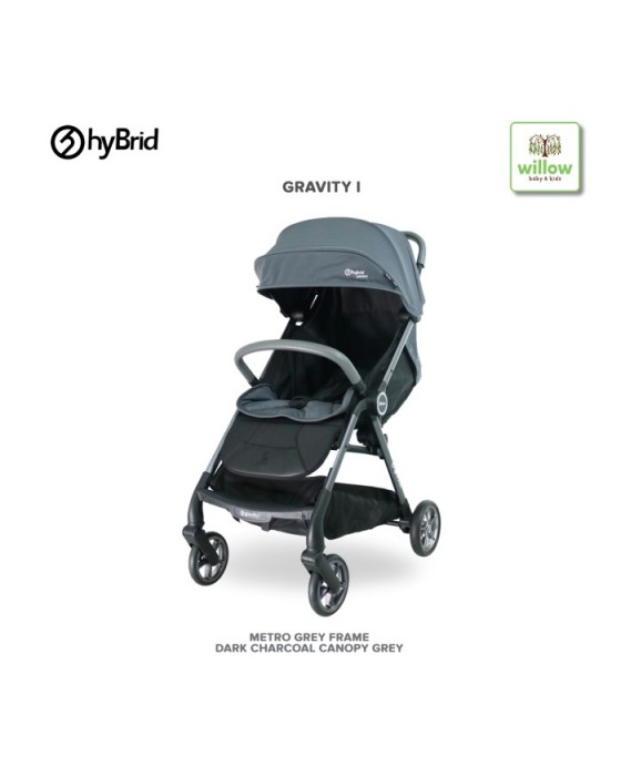 HYBRID GRAVITY I STROLLER METRO GREY FRAME DARK CHARCOAL CANOPY GREY