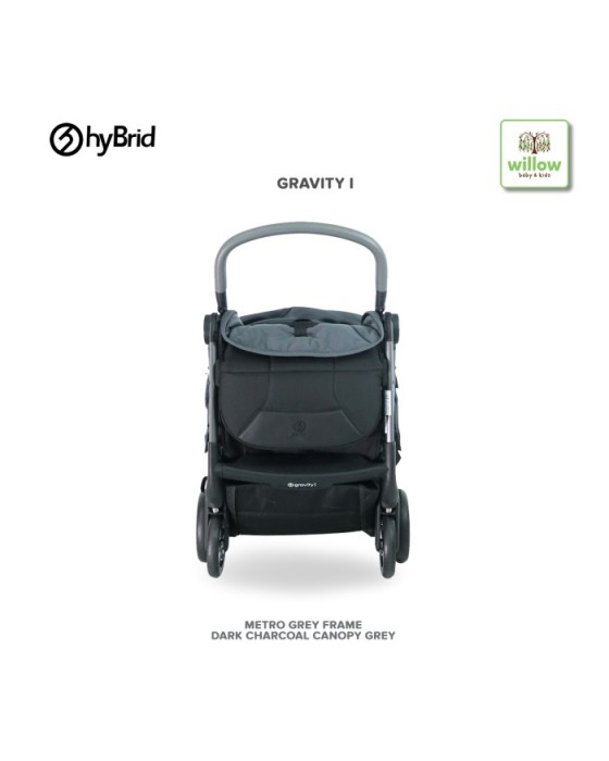 HYBRID GRAVITY I STROLLER METRO GREY FRAME DARK CHARCOAL CANOPY GREY