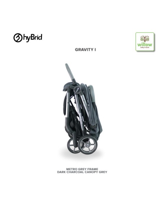 HYBRID GRAVITY I STROLLER METRO GREY FRAME DARK CHARCOAL CANOPY GREY