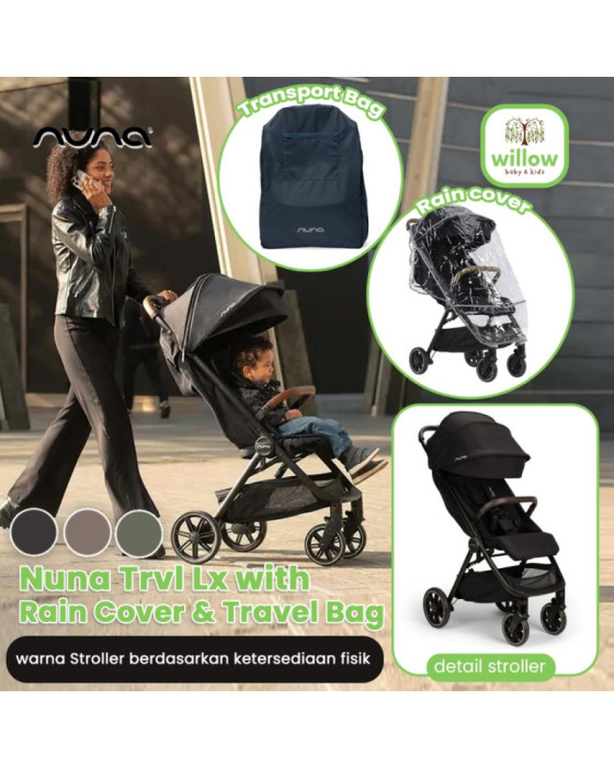 Nuna TRVL LX with Rain Coat & Transport Bag Stroller Bayi