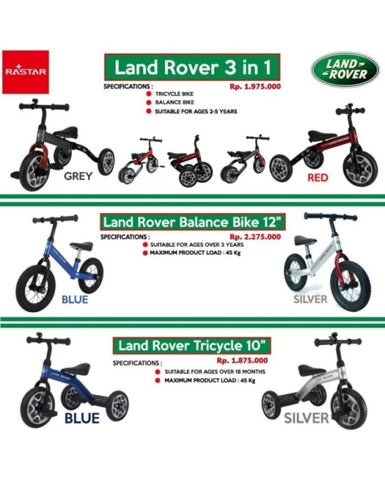 RASTAR LAND ROVER TRICYCLE 3IN1