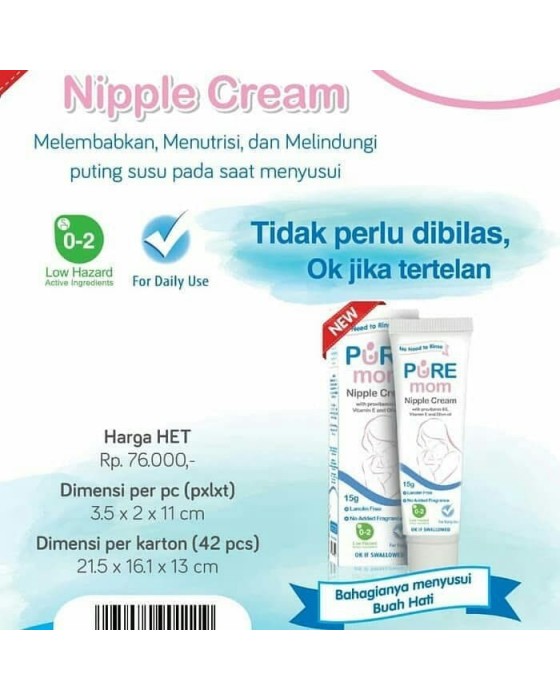 PUREBABY PURE MOM NIPPLE CREAM 15GR