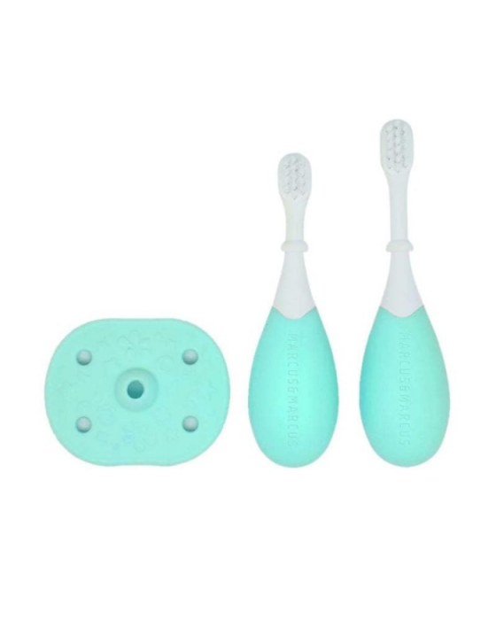 MARCUS & MARCUS PALM GRASP TODDLER TRAINING TOOTHBRUSH - BIRU MUDA