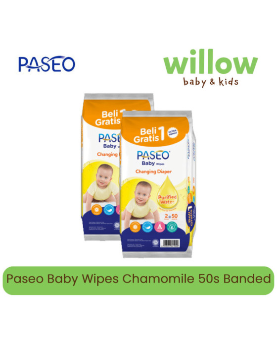 Paseo baby Wipes Chamomile 50s Banded Tissue Bayi