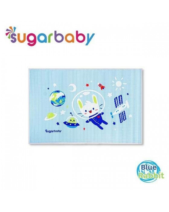 SUGAR BABY ORGANIC HEALTHY PREMIUM AIR FILLED RUBBER COT SHEET RABBIT - BLUE