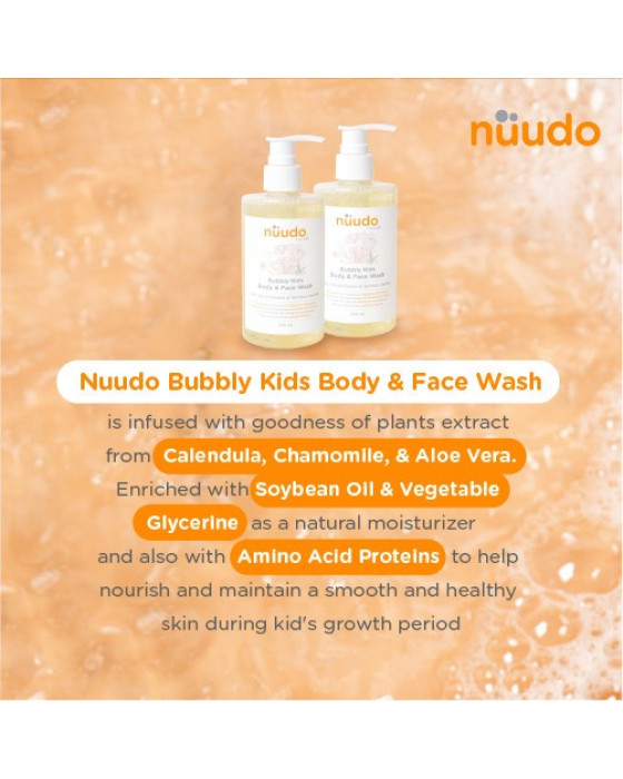 Nuudo Bubbly Kids Body & Face Wash Shampoo & Sabun Bayi