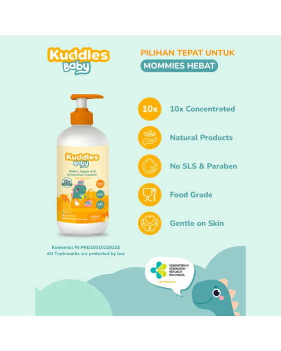 Kuddles Baby Natural Bottle Nipple & Accesories Cleanser 500Ml