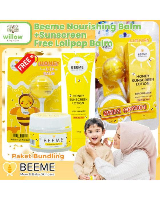 Beeme Nourishing Balm+Sunscreen 25Gr Free Lolipop Balm Paket Perawatan Kulit Bayi