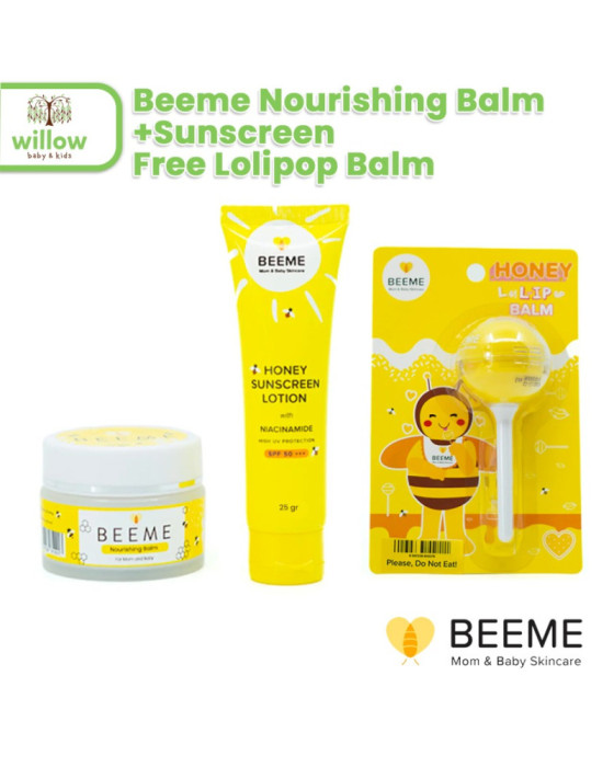 Beeme Nourishing Balm+Sunscreen 25Gr Free Lolipop Balm Paket Perawatan Kulit Bayi