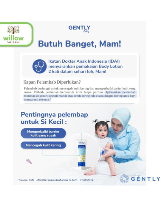 Gently Baby Hydra Soft Nourishing Lotion Cream Bayi