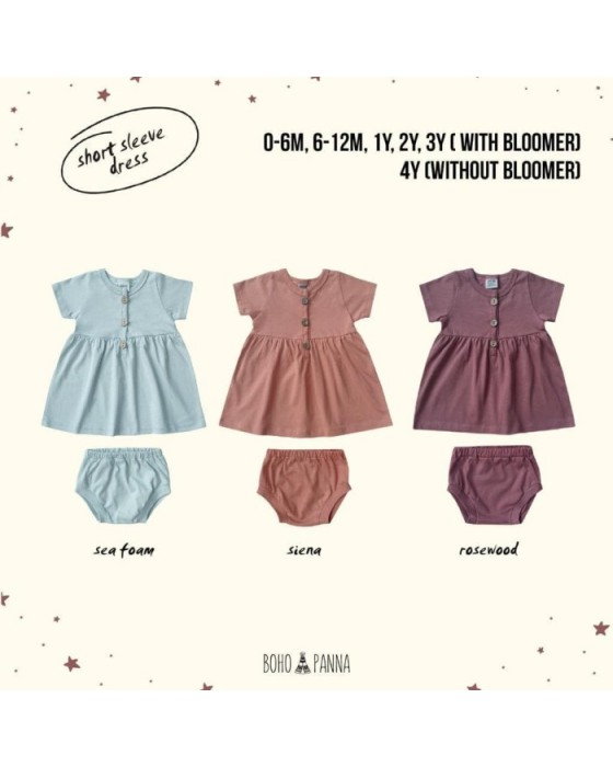 BOHOPANNA SHORTSLEEVLE DRESS - ROSEWOOD, 4Y