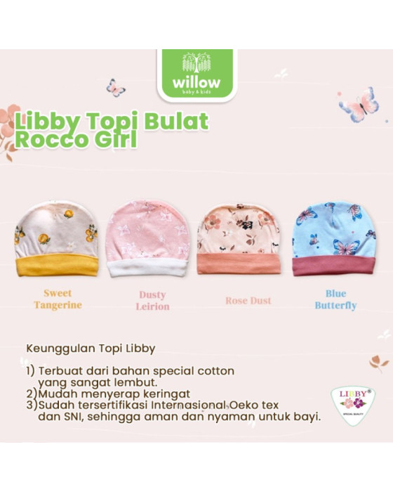 Libby Topi Bayi Bulat Rocco Girl