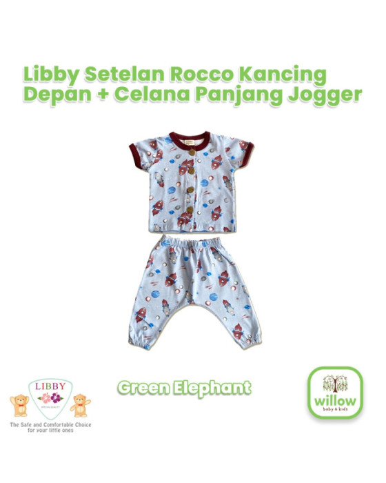 Libby Setelan Rocco Kancing Depan + Celana Panjang Jogger Baju Anak