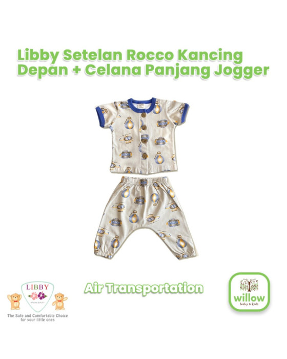 Libby Setelan Rocco Kancing Depan + Celana Panjang Jogger Baju Anak