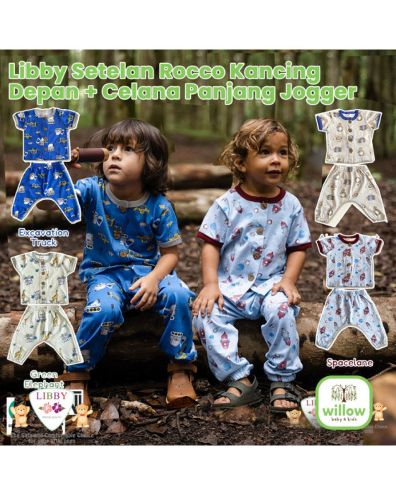 Libby Setelan Rocco Kancing Depan + Celana Panjang Jogger Baju Anak