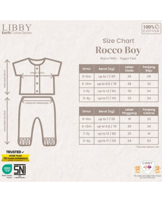 Libby Setelan Rocco Kancing Depan + Celana Panjang Jogger Baju Anak