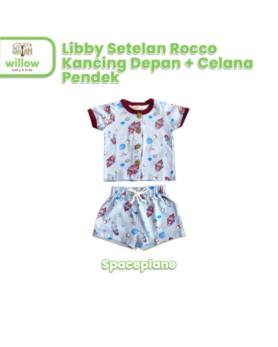 Libby Setelan Rocco Kancing Depan + Celana Pendek Baju Anak