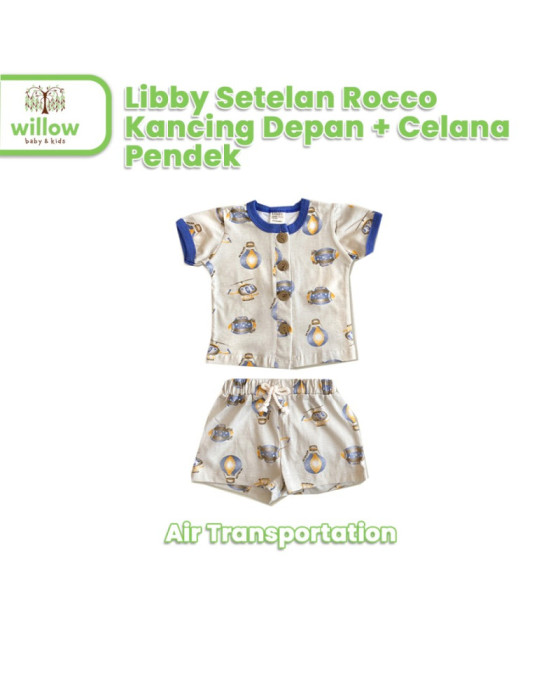 Libby Setelan Rocco Kancing Depan + Celana Pendek Baju Anak