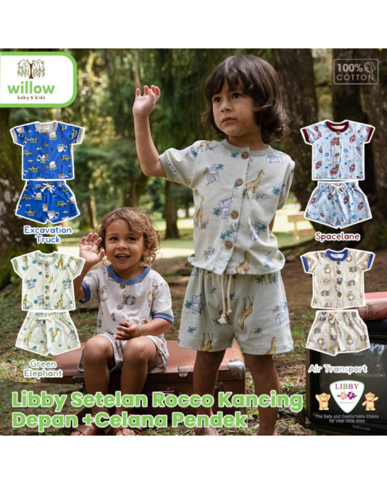 Libby Setelan Rocco Kancing Depan + Celana Pendek Baju Anak