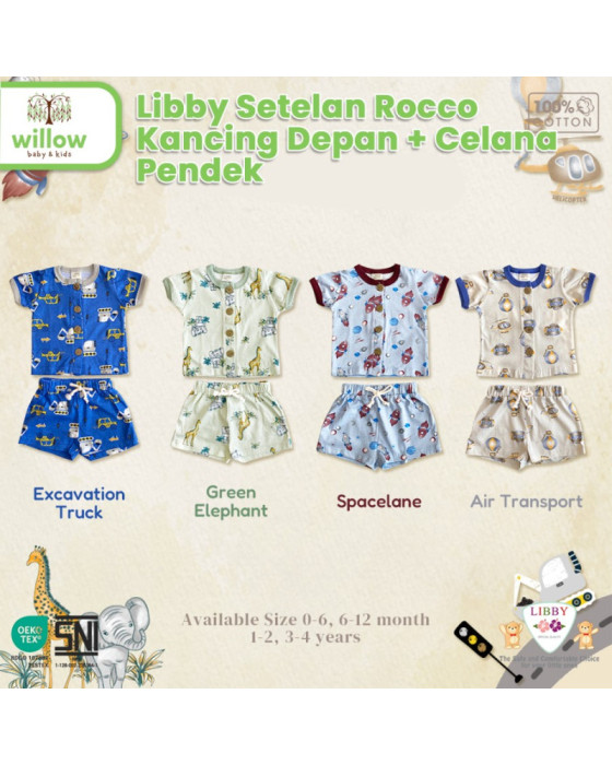 Libby Setelan Rocco Kancing Depan + Celana Pendek Baju Anak