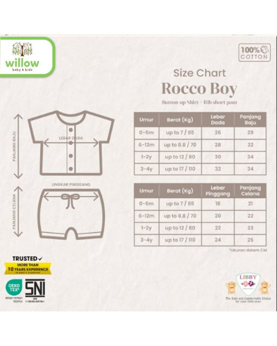 Libby Setelan Rocco Kancing Depan + Celana Pendek Baju Anak