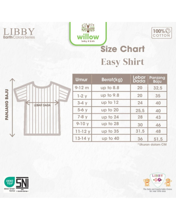 Libby Easy Shirt Unisex Pakaian Anak Laki Perempuan