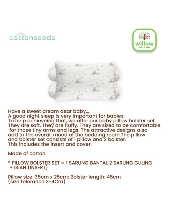 Cottonseeds Pillow & Bolster Set Bantal Guling Bayi New Series