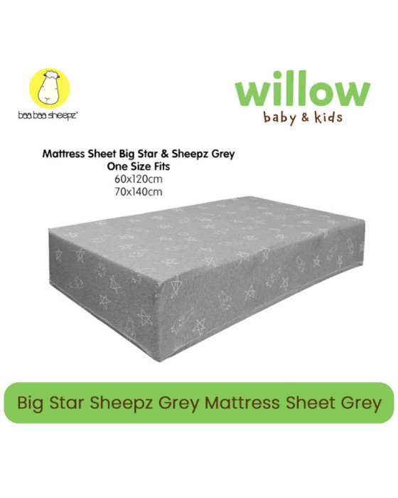 Baa Baa Sheepz Big Star Sheepz Grey Mattress Sheet Grey Matras Tidur