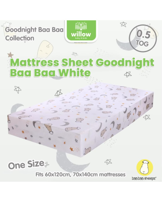Baa Baa Sheepz Mattress Sheet Goodnight Baa Baa White Mattress Cover