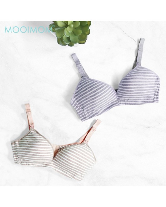 MOOIMOM B6887 MATERNITY & NURSING BRA WHITE STRIPE - GREY, 75C