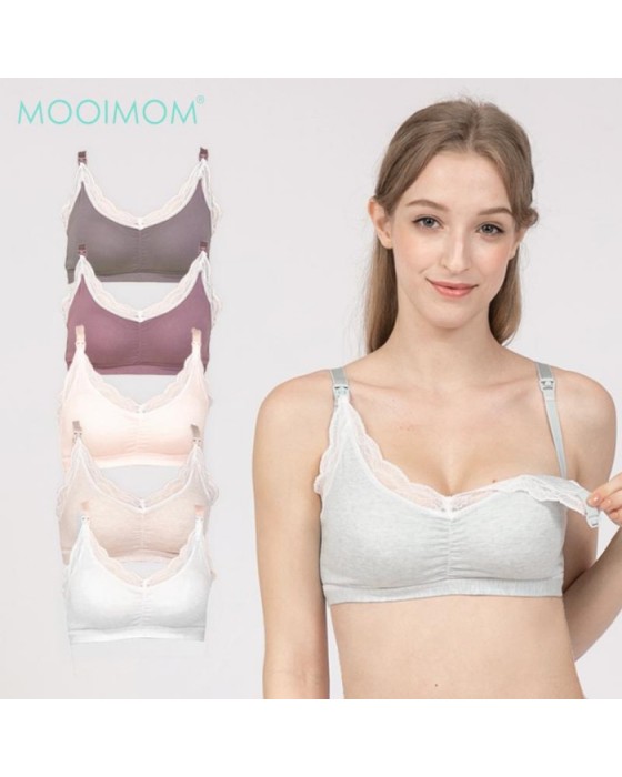 MOOIMOM B93104 BRA HAMIL MENYUSUI LACE WIRELESS MATERNITY&NURSING BRA - GREY, L