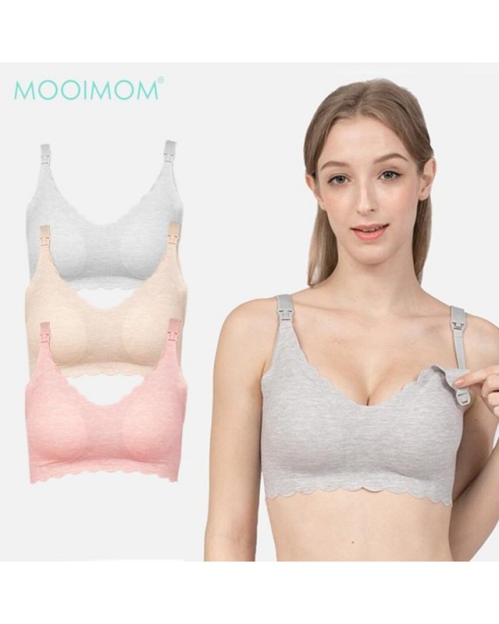 MOOIMOM B93102 BRA HAMIL MENYUSUI MODAL SEAM - FREE MATERNITY & NURSING BRA - PINK, XL