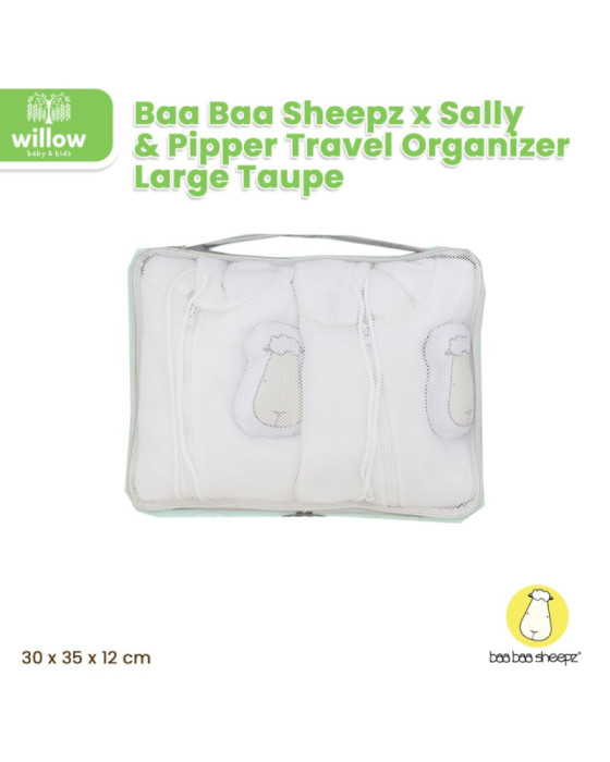 Baa Baa Sheepz Travel Org. Around The World Sally & Pipper Taupe Large