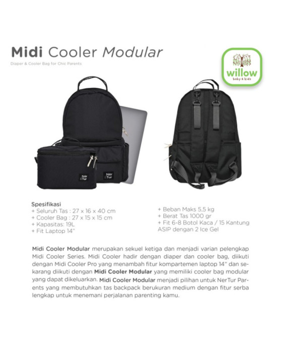 Nertur Diaper Bag Midi Cooler Modular Diaper Bag