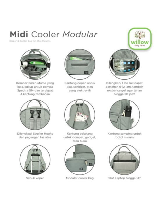 Nertur Diaper Bag Midi Cooler Modular Diaper Bag