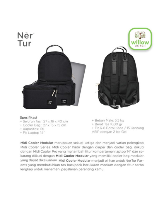 Nertur Diaper Bag Midi Cooler Modular Waterproof