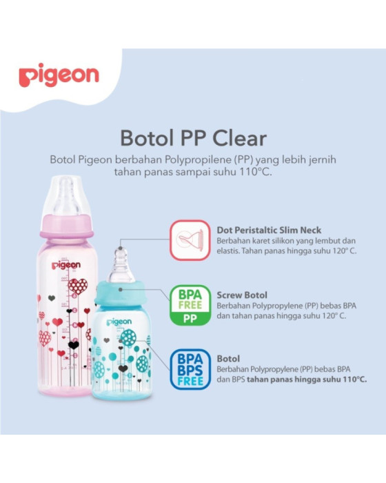 Pigeon Bottle PP Premium Pigeon Bottle PP Premium Clear Round Base 120ml