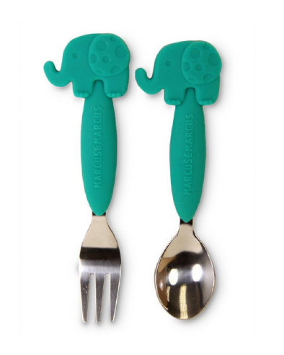 MARCUS AND MARCUS KD03 SPOON AND FORK SET - GREEN