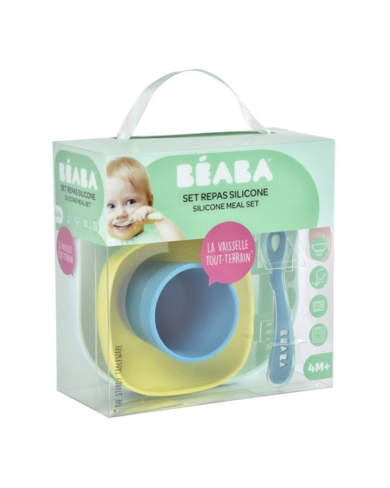 BEABA SILICONE MEAL SET BLUE 4S SET PERALATAN MAKAN ANAK