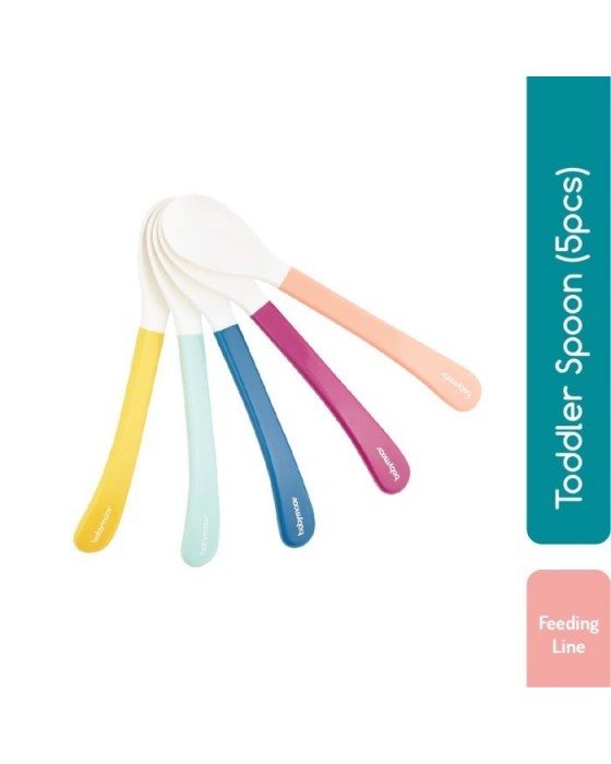 BABY MOOV 102408 SET OF 5 FLEXIBLE HEAD SPOONS 2ND AGE MULTICOLOR