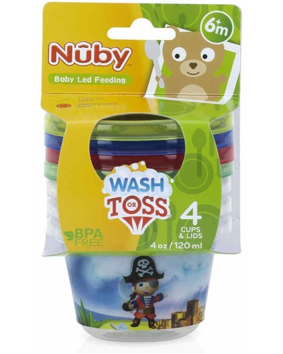 NUBY 119610 WT BOWLS WITH LIDS 4PK 300ML