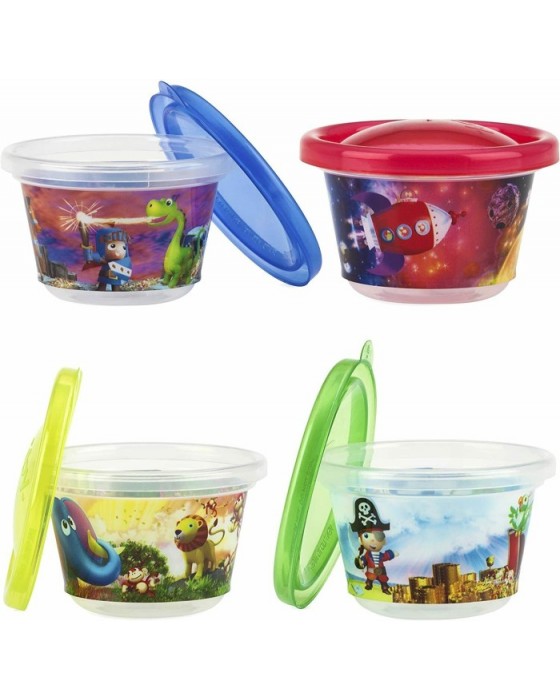 NUBY 119610 WT BOWLS WITH LIDS 4PK 300ML