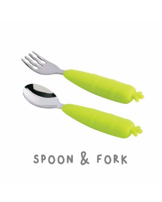 MONEE KIDS SPOON AND FORK - GREEN 