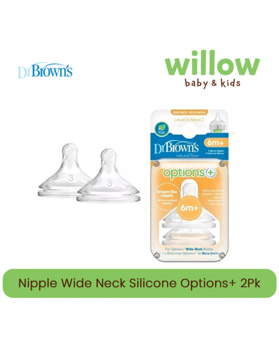 Dr. Brown Nipple Wide Neck Silicone Options+ 2Pk Botol Susu & Dot